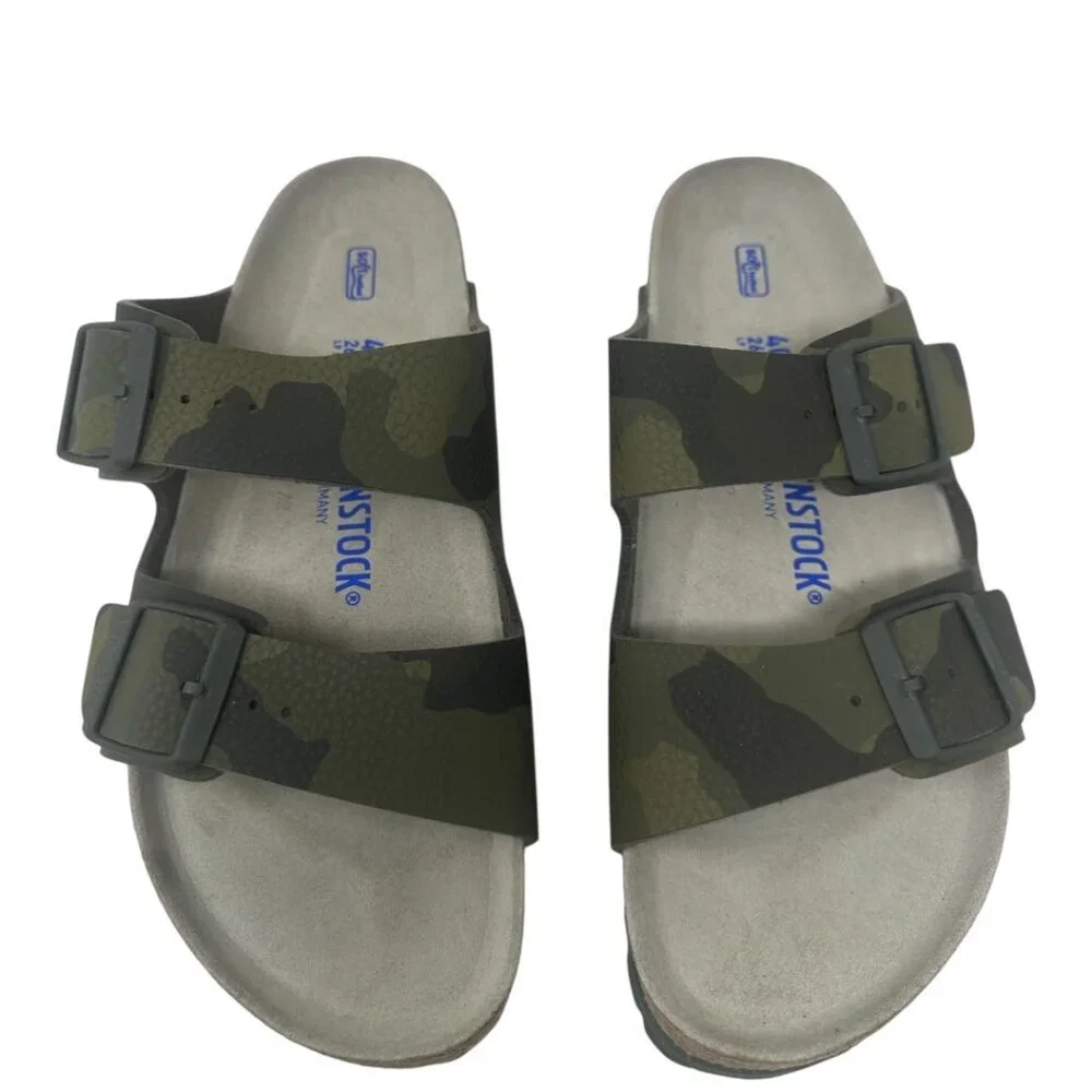 New Birkenstock Arizona Soft Footbed Birko-Flor Desert Storm Camo Green Clogs 9 - Picture 3 of 9